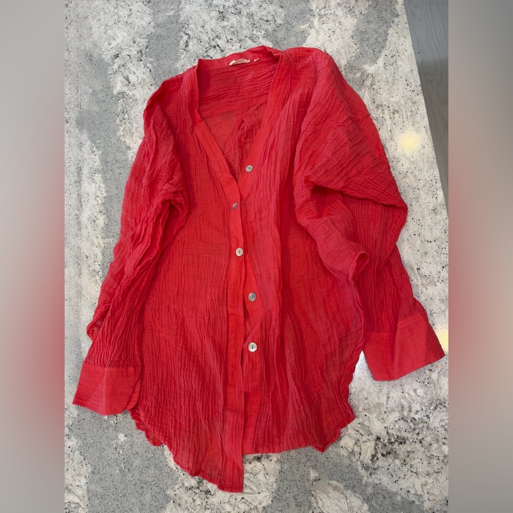 Monday Swimwear Barcelona Tunic in Strawberry Crinkle Size P/S